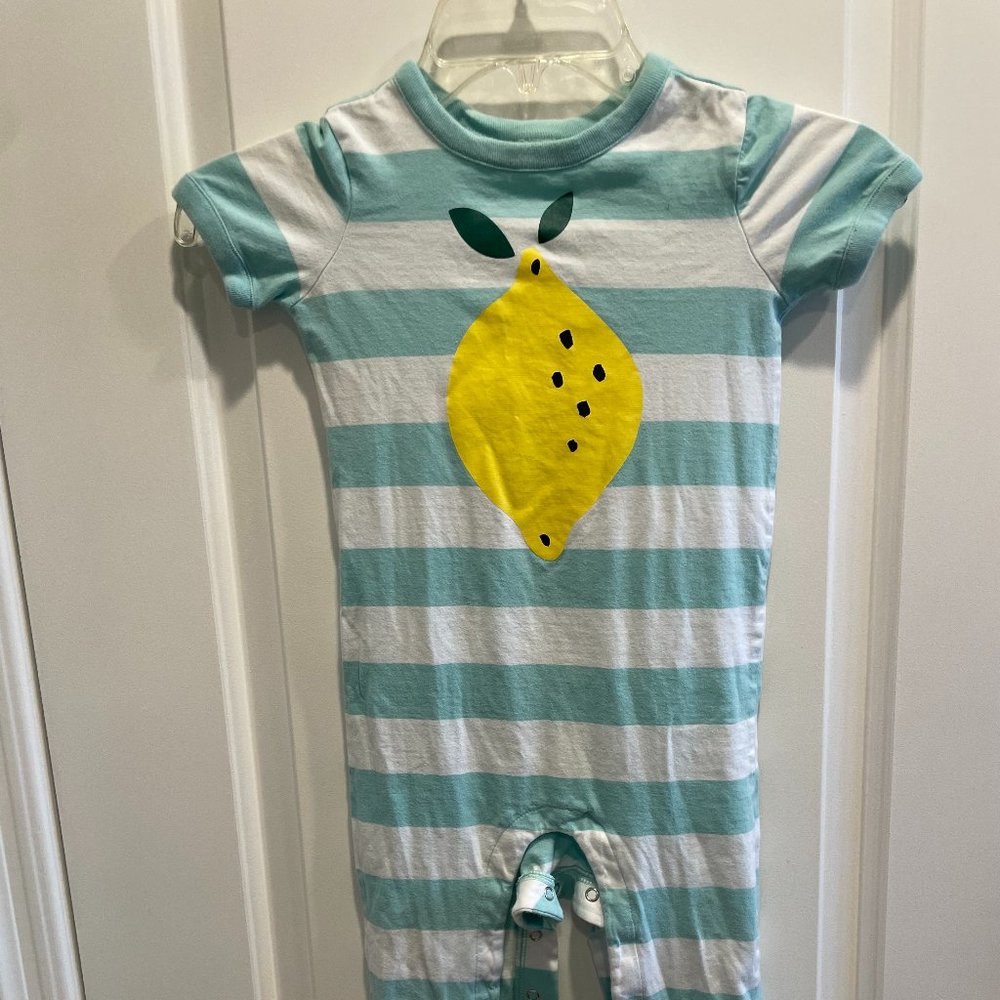 Hanna Andersson Striped Lemon Romper, Size 3T